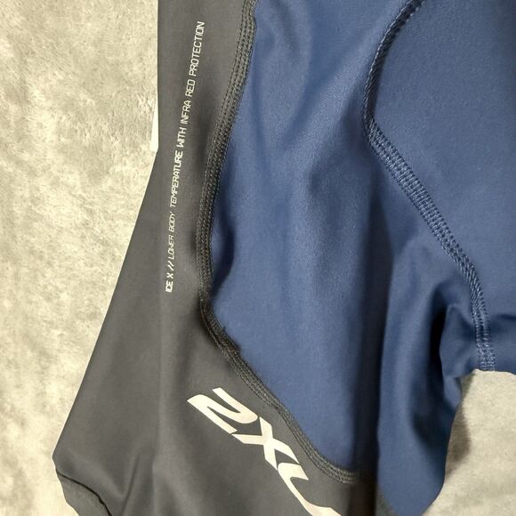 NWT 2XU Men's Long Distance Tri Shorts XL Indigo Blue Charcoal Gray MT2259b - Picture 9 of 13
